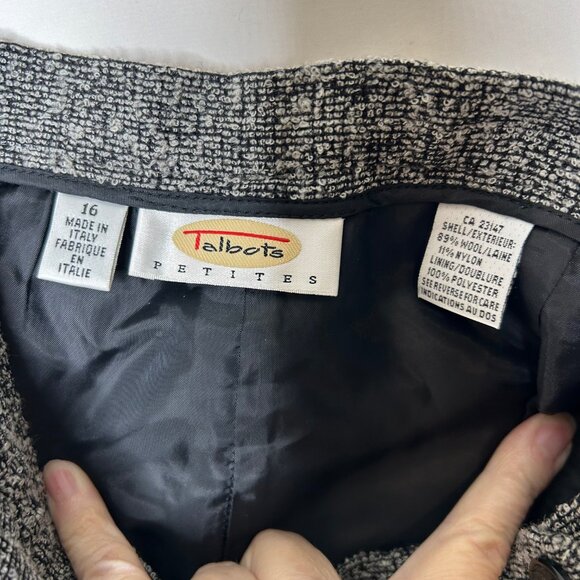 Talbots Women’s Pant Suit sz 16 Black & White Italian Wool Blend Tweed Lined - Picture 5 of 7
